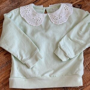 PL Baby Green Lace Collar Top
